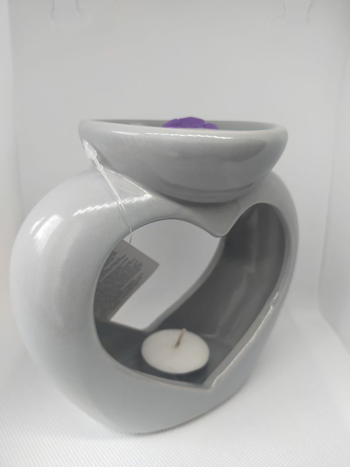 GREY DOUBLE DISH WAX BURNER